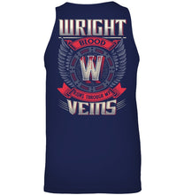 Load image into Gallery viewer, Wright Blood Runs Through Veins Black Quote Name T-Shirt Unisex Tank Top