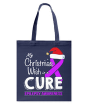 Load image into Gallery viewer, Epilepsy Awareness - My Christmas Wish Is A Cure Basketweave Tote Bag