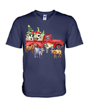 Load image into Gallery viewer, Merry Christmas In Town Cow Lovers Gift For Farmers Guys V-Neck