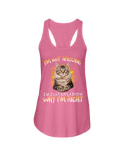Load image into Gallery viewer, Cat Lovers T-Shirt Not Arguing Just Explaining Ladies Flowy Tank