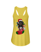Load image into Gallery viewer, Dachshund In A Sock Christmas Cute Gift For Dachshunds Lovers Ladies Flowy Tank