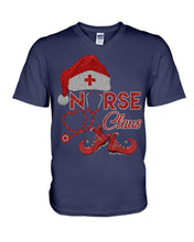 Load image into Gallery viewer, Merry Christmas Nurse Claus Black T-Shirt Guys V-Neck