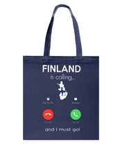 Load image into Gallery viewer, Finland Is Calling Funny Elf Christmas T-Shirt Basketweave Tote Bag