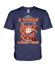 Load image into Gallery viewer, A Woman Loves Clemson Tigers Gift For Fans T-Shirt Guys V-Neck