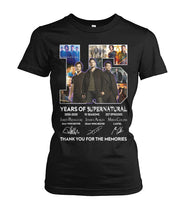 Load image into Gallery viewer, Supernatural 15 Years Anniversary Gift For Fan Black T-Shirt Ladies Tee