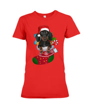 Load image into Gallery viewer, Dachshund In A Sock Christmas Cute Gift For Dachshunds Lovers Ladies Tee