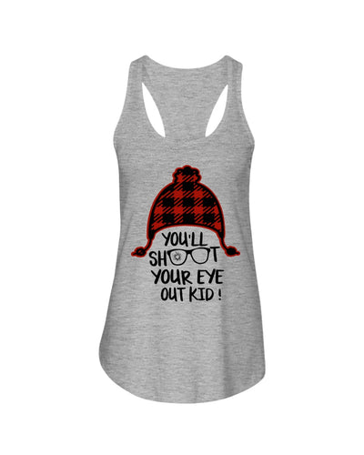 Funny Christmas T-Shirt Shoot Your Eye Out Ladies Flowy Tank