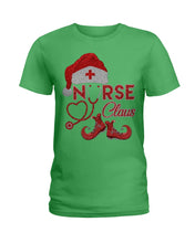 Load image into Gallery viewer, Merry Christmas Nurse Claus Black T-Shirt Ladies Tee