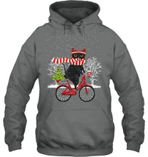 Load image into Gallery viewer, Winter Cat Riding Bicycle Christmas Gift T-Shirt Hoodie