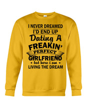 Load image into Gallery viewer, Boyfriends To Perfect Girlfriend Quote Couple T-Shirt Sweatshirt