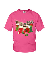 Load image into Gallery viewer, Yorkies In The Socks For Yorkie Lovers Christmas Gift Youth Tee