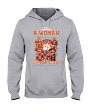 Load image into Gallery viewer, A Woman Loves Clemson Tigers Gift For Fans T-Shirt Hoodie
