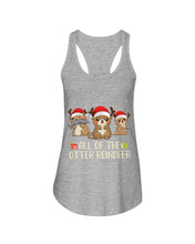 Load image into Gallery viewer, Merry Ottermas All Of The Otter Reindeer Black T-Shirt Ladies Flowy Tank