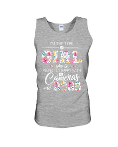 A Girl Who Is Happy With Cameras And Dogs Gift For Dog Lovers T-Shirt Unisex Tank Top