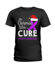 Load image into Gallery viewer, Epilepsy Awareness - My Christmas Wish Is A Cure Ladies Tee