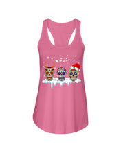 Load image into Gallery viewer, Merry Christmas Three Skulls Christmas T-Shirt Gift Ladies Flowy Tank