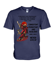 Load image into Gallery viewer, Samurai Consistent Persistent Resilient Quote T-Shirt Guys V-Neck