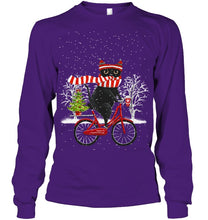 Load image into Gallery viewer, Winter Cat Riding Bicycle Christmas Gift T-Shirt Unisex Long Sleeve