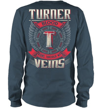 Load image into Gallery viewer, Turner Blood Runs Through Veins Black Quote Name T-Shirt Unisex Long Sleeve