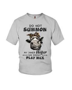 My Inner Heifer Doesn't Play Nice Funny Quote T-Shirt Youth Tee