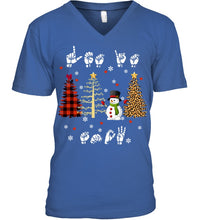 Load image into Gallery viewer, Let It Snow Christmas Snowman Asl Gift Tee Guys V-Neck