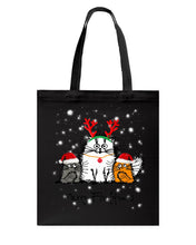 Load image into Gallery viewer, Merry Fluffmas Cute Cats Gift For Cat Lovers Basketweave Tote Bag