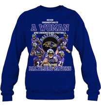Load image into Gallery viewer, Woman Loves American Football And Baltimore Ravens Gift For Fans Sweatshirt