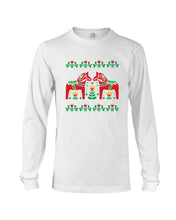 Load image into Gallery viewer, Swedish Dala Horse Gift White T-Shirt Unisex Long Sleeve