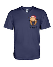 Load image into Gallery viewer, Pocket Slothmas Christmas Gift Funny T-Shirt Guys V-Neck