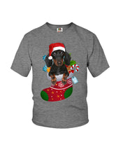 Load image into Gallery viewer, Dachshund In A Sock Christmas Cute Gift For Dachshunds Lovers Youth Tee