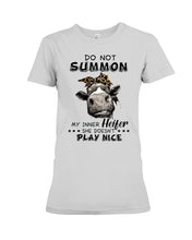 Load image into Gallery viewer, My Inner Heifer Doesn&#39;t Play Nice Funny Quote T-Shirt Ladies Tee