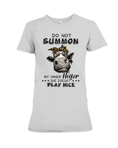 My Inner Heifer Doesn't Play Nice Funny Quote T-Shirt Ladies Tee