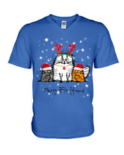 Load image into Gallery viewer, Merry Fluffmas Cute Cats Gift For Cat Lovers Guys V-Neck