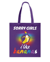 Load image into Gallery viewer, Sorry Girrls I Like Bananas Funny Tee Gift Basketweave Tote Bag