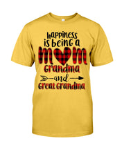 Load image into Gallery viewer, Happiness Is Being A Mom Grandma And Great Grandma Guys Tee