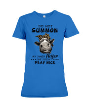 Load image into Gallery viewer, My Inner Heifer Doesn&#39;t Play Nice Funny Quote T-Shirt Ladies Tee