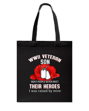 Load image into Gallery viewer, Wwii Veteran Gift For Veteran Dad Quote T-Shirt Basketweave Tote Bag