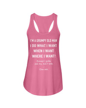 Load image into Gallery viewer, Grumpy Old Man July Wife Black Quote T-Shirt Ladies Flowy Tank