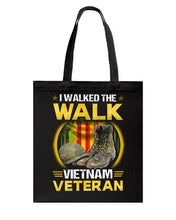 Load image into Gallery viewer, Walked The Walk Vietnam Veteran T-Shirt Basketweave Tote Bag