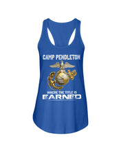 Load image into Gallery viewer, Camp Pendleton Earned Black T-Shirt Ladies Flowy Tank