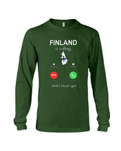 Load image into Gallery viewer, Finland Is Calling Funny Elf Christmas T-Shirt Unisex Long Sleeve