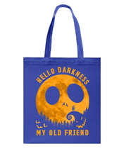 Load image into Gallery viewer, Darkness My Old Friend Halloween T-Shirt Basketweave Tote Bag