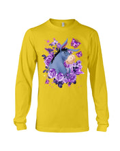 Load image into Gallery viewer, Donkey Loves Purple Flowers Custom T-Shirt Unisex Long Sleeve