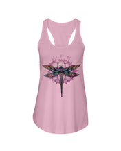 Load image into Gallery viewer, Let It Be Dragonfly Lotus Ladies Flowy Tank