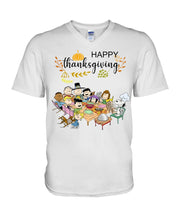 Load image into Gallery viewer, Snoopy Happy Thanksgiving T-Shirt Guys V-Neck