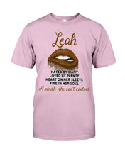 Load image into Gallery viewer, Leah A Mouth She Can't Control Quote Name T-Shirt Guys Tee