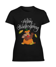 Load image into Gallery viewer, Happy Thanksgiving Funny Design Tshirt Ladies Tee