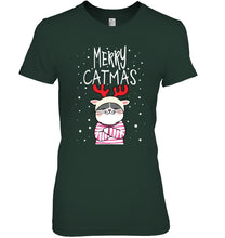 Load image into Gallery viewer, Funny Merry Catmas Christmas Gift Shirt Ladies Tee
