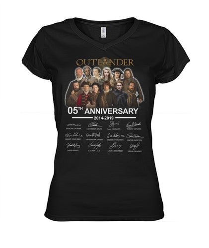 50Th Anniversary Outlander Gift For Fans Black T-Shirt Ladies V-Neck