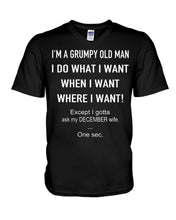 Load image into Gallery viewer, Grumpy Old Man December Wife Black Quote T-Shirt Guys V-Neck